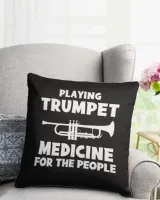 Playing trumpet medicine for the people limited tee Cotton Drill Pillow (Dual Sided) black 16x16in