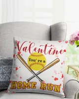 Valentine You Are A Home Run- Valentine Pillows- Valentine Decor Cotton Drill Pillow (Dual Sided) white 16x16in