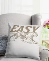 Easy Tiger Distressed Graphic UnisexAdults TShirt Black Tiger Print TShirt Cotton Drill Pillow (Dual Sided) white 16x16in