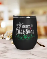 Merry Christmas Svg Wine Tumbler (12 oz) Wine Tumbler (12 oz) black 12oz