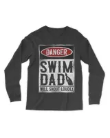 Danger Swim dad will shout loudly Men's Long Sleeved T-Shirt black s
