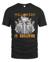 Skull HALLOWEEN IS SKELEFUN SKELETON AND PUMPKINS FUNNY60 Unisex Standard T-Shirt black s