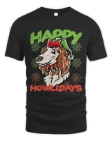 Happy Howlidays English Setter Elf Dog Merry Christmas Dogs 43 Unisex Standard T-Shirt black s