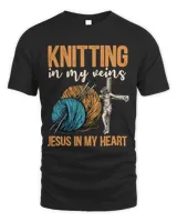 Knitting In My Veins Jesus In My Heart Christian Believer 211 Unisex Standard T-Shirt black s