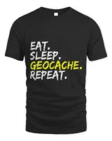 Eat Sleep Geocache Repeat Saying Geocacher Design GPS Cache Unisex Standard T-Shirt black s