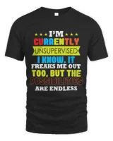 Im Unsupervised It Freaks Me Out Possibilities Are Endless Unisex Standard T-Shirt black s