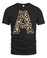 Awesome Letter A Initial Name Leopard Cheetah Print T-Shirt Men's Standard T-Shirt black s