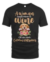 Golden Retriever Dog A Woman Cannot Survive On Wine Alone Golden Retriever 30 Men's Standard T-Shirt black s