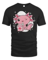 Axolotl And Strawberry Milk japanese manga kawaii trend 358 Unisex Standard T-Shirt black s