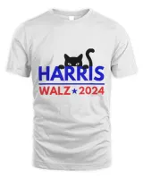 SH160 Harris Walz 2024 Funny Cat Election Kamala Harris Tim Waltz T-Shirt Unisex Standard T-Shirt white s
