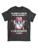 Baseball Heartbeat Of America Unisex Standard T-Shirt black s