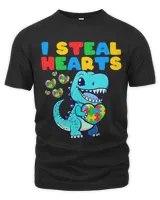 i steal hearts trex cute dinosaur kids boys autism awareness