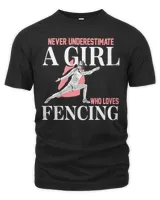 Never underestimate a girl who loves fencing Unisex Premium T-Shirt black s
