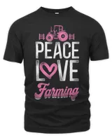 Farming Farmer Girl Tractor Vintage Peace Love Farming
