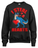 I Steal Hearts Valentines Day Dinosaur Kids Baby Boy Toddler 1