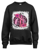 Bleached Thankful Buffalo Plaid Pumpkin Breast Cancer