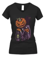 Black Cat And Pumpkin Scary Halloween Fall Season