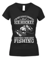 Fishing Ice Hockey Player Playing Hockey and Fishing Fisher