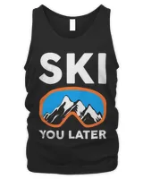 Funny Skier Light Sky Blue Night Sky Moon