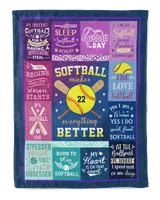 Personalized Number Softball  Blanket- Christmas Blankets- Softball Lovers Cozy Plush Fleece Blanket white 30x40in