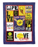 Personalized Number Softball  Blanket- Wildcats Softball Blankets- Softball Lovers Cozy Plush Fleece Blanket white 30x40in