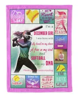 Personalized Your Image Softball- Softball Blanket- December Girl- Birthday Gifts Cozy Plush Fleece Blanket white 30x40in
