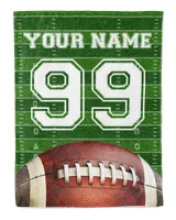 Flag Football Blanket - Customize Your Name and Number Cozy Plush Fleece Blanket white 30x40in