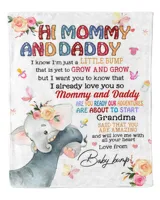 Hi mommy and Daddy Cozy Plush Fleece Blanket white 30x40in