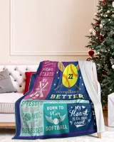Personalized Number Softball  Blanket- Christmas Blankets- Softball Lovers Cozy Plush Fleece Blanket white 30x40in