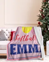 Personalized Name Softball  Blanket- Just A Girl Who Loves Softball- Softball Lovers- Softball Blankets Cozy Plush Fleece Blanket white 30x40in