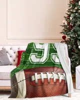 Flag Football Blanket - Customize Your Name and Number Cozy Plush Fleece Blanket white 30x40in