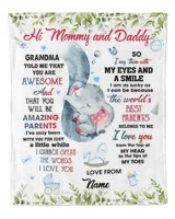 Hi Mommy and Daddy Cozy Plush Fleece Blanket white 30x40in