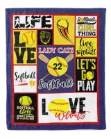 Personalized Number Softball  Blanket- Wildcats Softball Blankets- Softball Lovers Cozy Plush Fleece Blanket white 30x40in