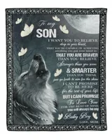 Mom to Son Cozy Plush Fleece Blanket white 30x40in