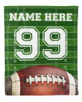 Flag Football Blanket - Customize Your Name and Number Cozy Plush Fleece Blanket white 30x40in