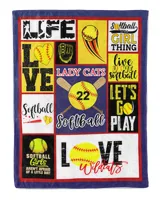 Personalized Number Softball  Blanket- Wildcats Softball Blankets- Softball Lovers Cozy Plush Fleece Blanket white 30x40in