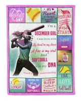 Personalized Your Image Softball- Softball Blanket- December Girl- Birthday Gifts Cozy Plush Fleece Blanket white 30x40in