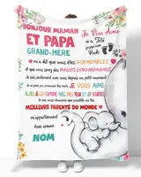 Bonjour maman et papa Cozy Plush Fleece Blanket white 30x40in