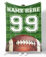 Flag Football Blanket - Customize Your Name and Number Cozy Plush Fleece Blanket white 30x40in