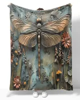 Vintage Dragonfly - Personalized Blanket