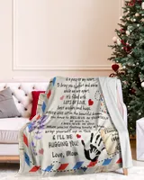 Mom to Son Premium Mink Sherpa Blanket white 50x60in