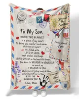 Mom to Son Premium Mink Sherpa Blanket white 50x60in
