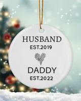 Personalized Custom New Dad Husband Daddy Est First Time Christmas Ceramic Ornament Porcelain Ornament - Circle white one-sided __single