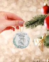 Personalized Custom New Mom Mommy Elephant First Christmas Ceramic Ornament Porcelain Ornament - Circle white one-sided __single
