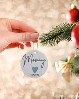 Personalized Custom New Mom Mommy First Time Ceramic Ornament Porcelain Ornament - Circle white one-sided __single