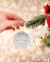 Personalized Custom Our First Christmas Engaged Married Mr Mrs Wedding Ceramic Ornament Porcelain Ornament - Circle white one-sided __single