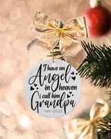 Personalized Custom Memorial I Have An Angel In Heaven I Call Him Grandpa Ceramic Ornament TTH Porcelain Ornament - Circle white one-sided __single