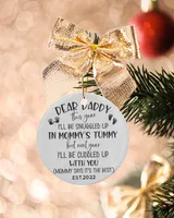 Personalized Custom New Dad Dear Daddy Pregnancy Christmas Ceramic Ornament Porcelain Ornament - Circle white one-sided __single