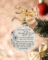 Personalized Custom Memorial In Loving Memory Grandma Grandpa Remembrance Ceramic Ornament Porcelain Ornament - Circle white one-sided __single