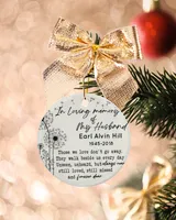 Personalized Custom Memorial In Loving Memory Of My Husband Ceramic Ornament Porcelain Ornament - Circle white one-sided __single
